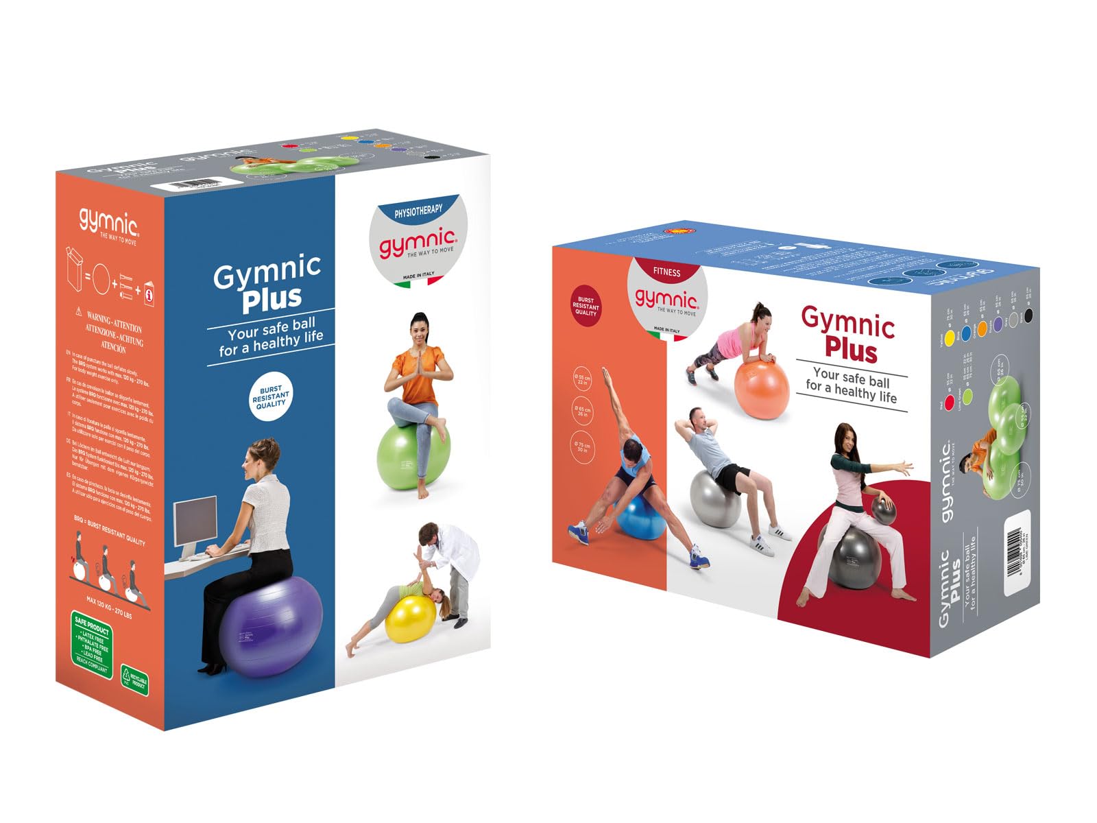 Gymnic Classic Plus Burst-Resistant Exercise Ball, Blue (65 cm) - Image 6