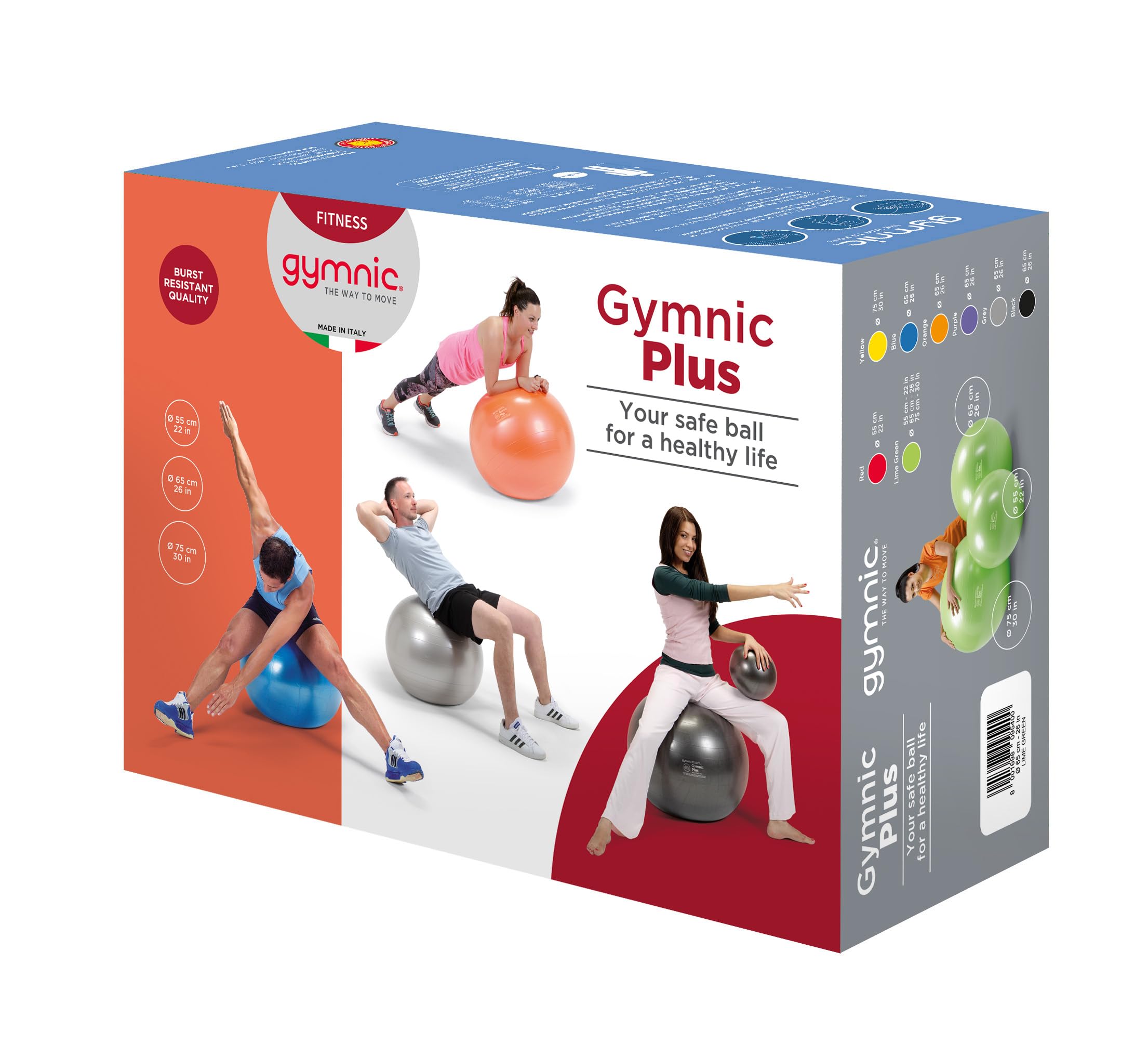 Gymnic Classic Plus Burst-Resistant Exercise Ball, Blue (65 cm) - Image 8