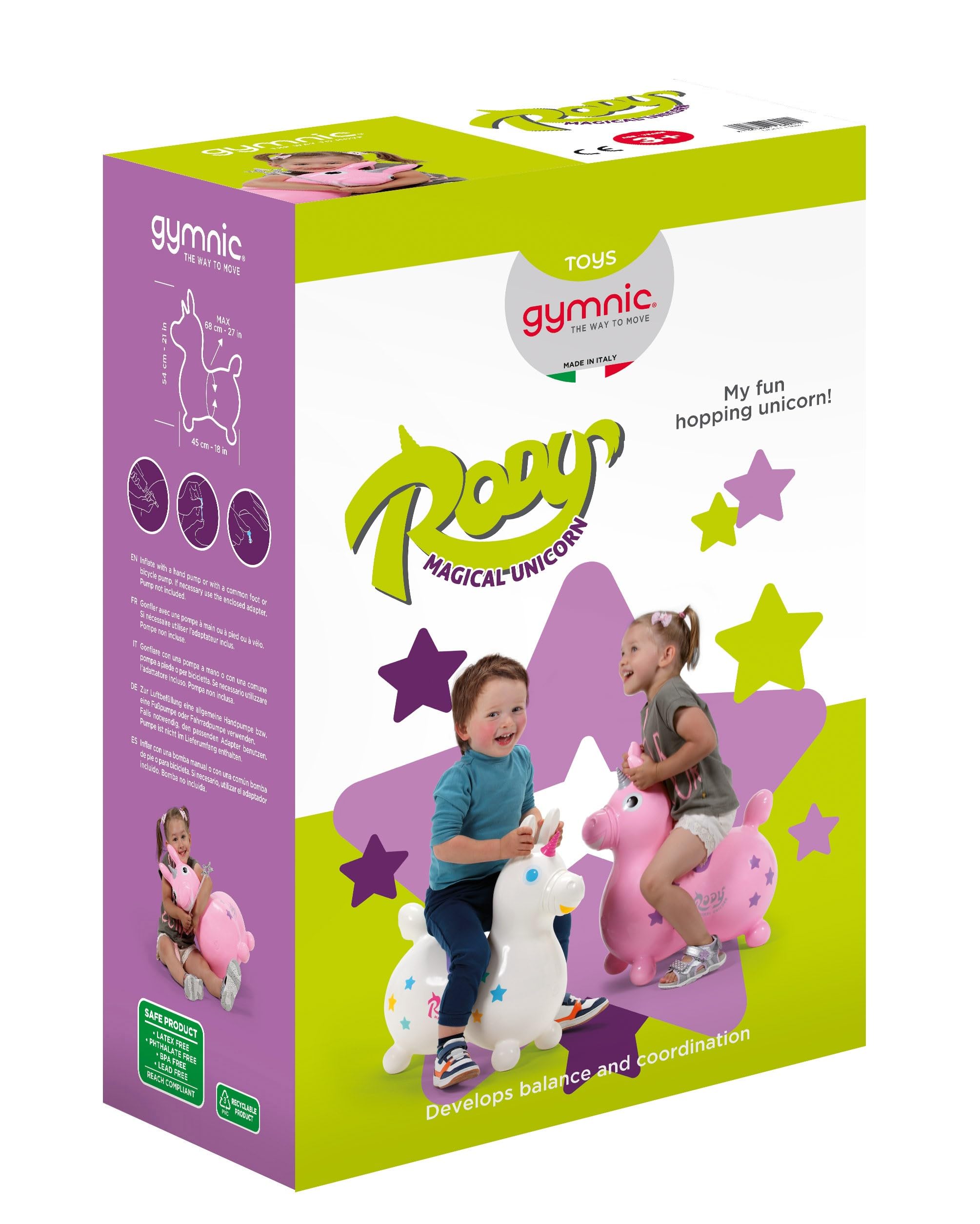 GYMNIC Hop-on Unicorn Rody Magical Unicorn Inflatable Hop-on Animal (Pink, 3-5 Years, Includes Hand Pump) - Image 6