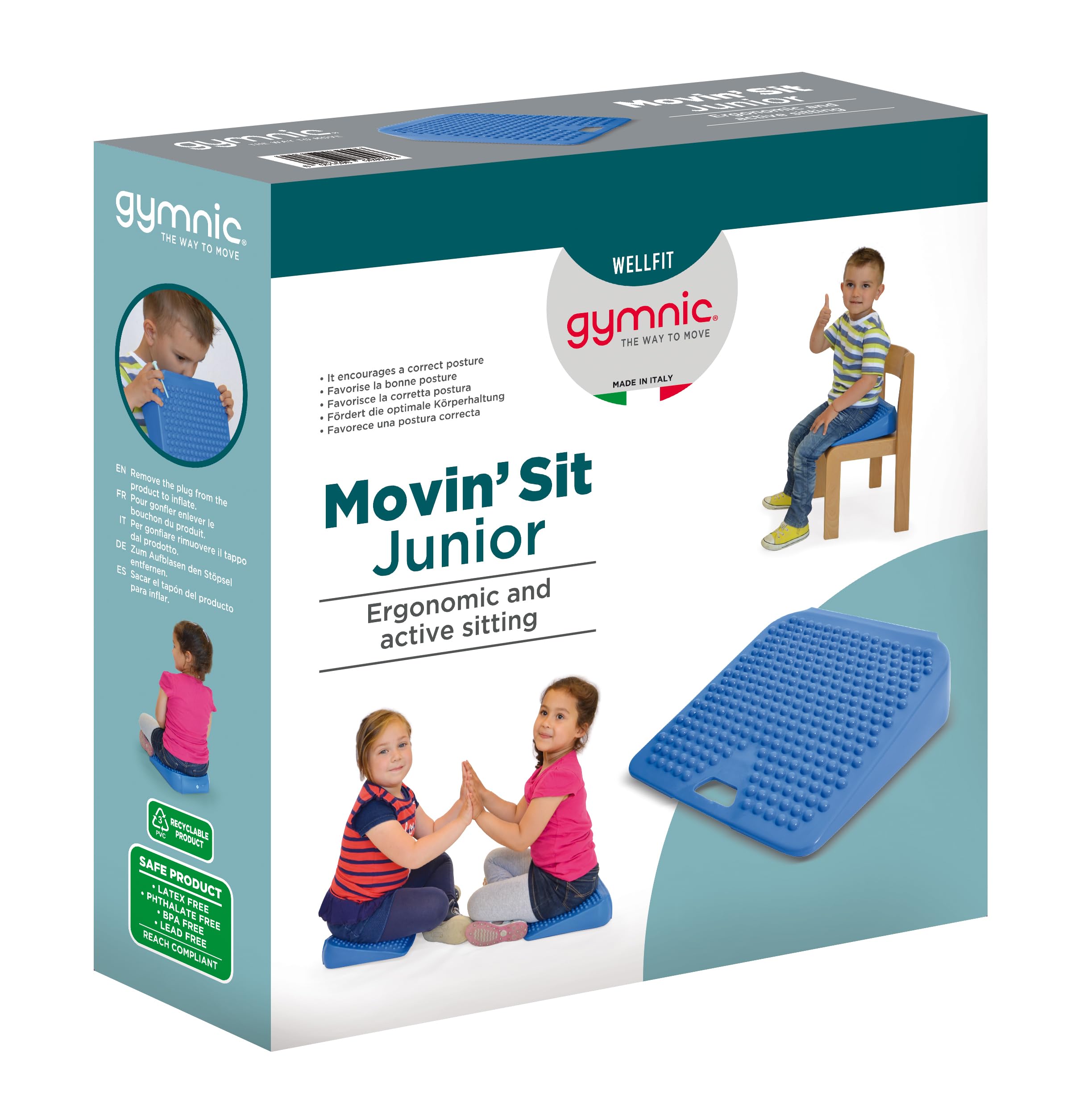 Gymnic Movin' Sit Jr. Inflatable Seat Cushion, Blue, 10 L X 10 W in - 8909 - Image 9