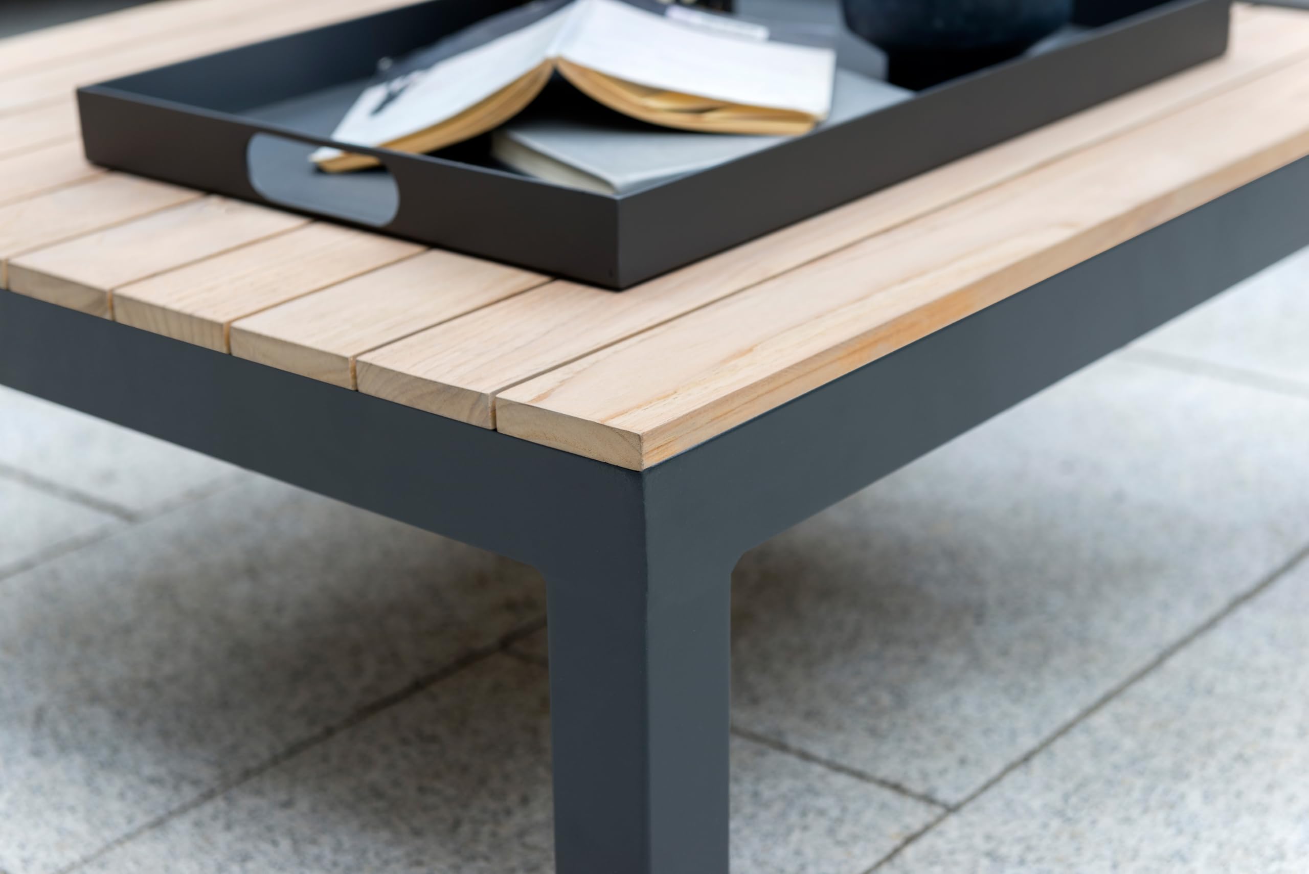 KETTLER Elba Aluminum 4-Piece Corner Set with Teak Accents (Cast Silver) - Image 3