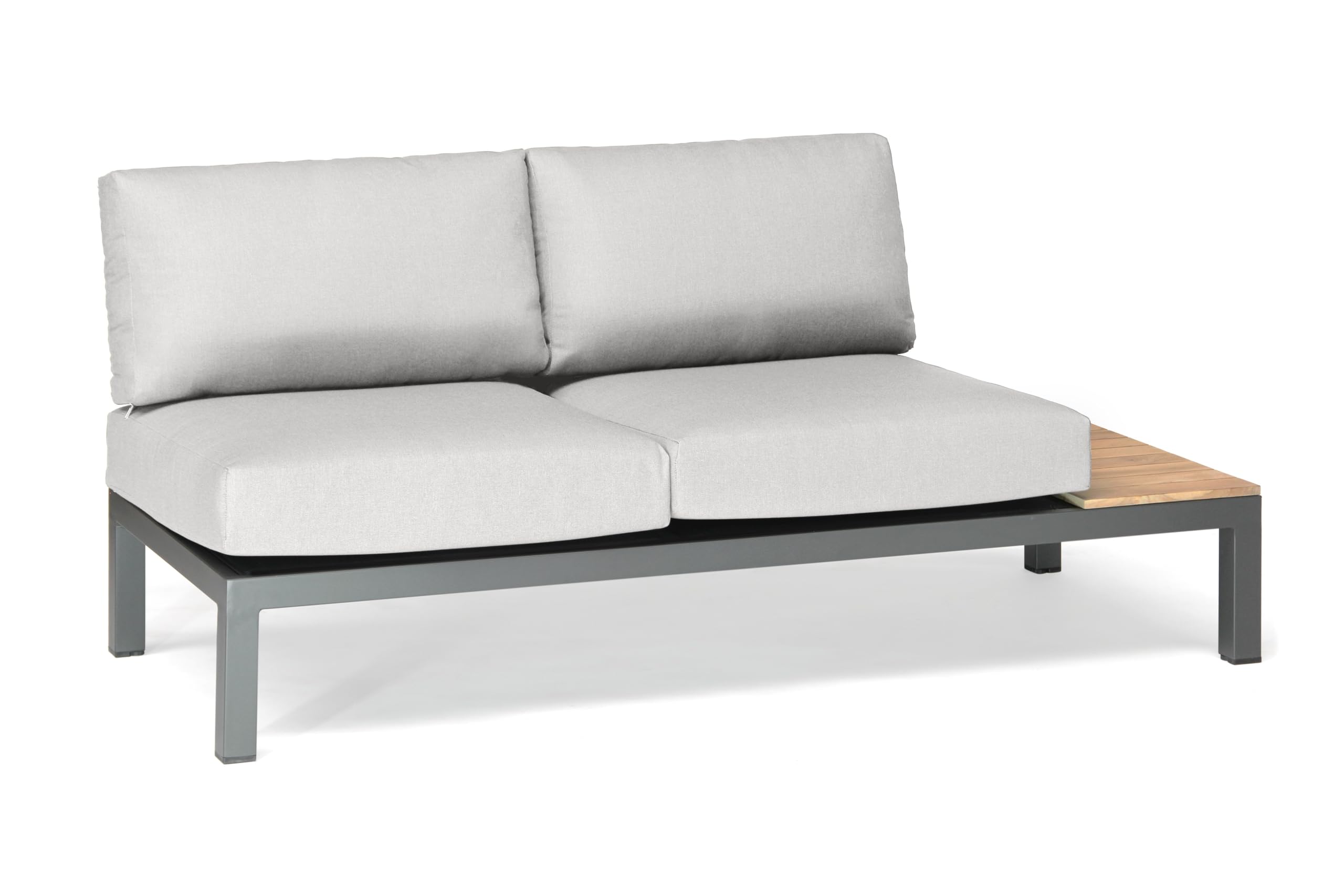 KETTLER Elba Aluminum 4-Piece Corner Set with Teak Accents (Cast Silver) - Image 5