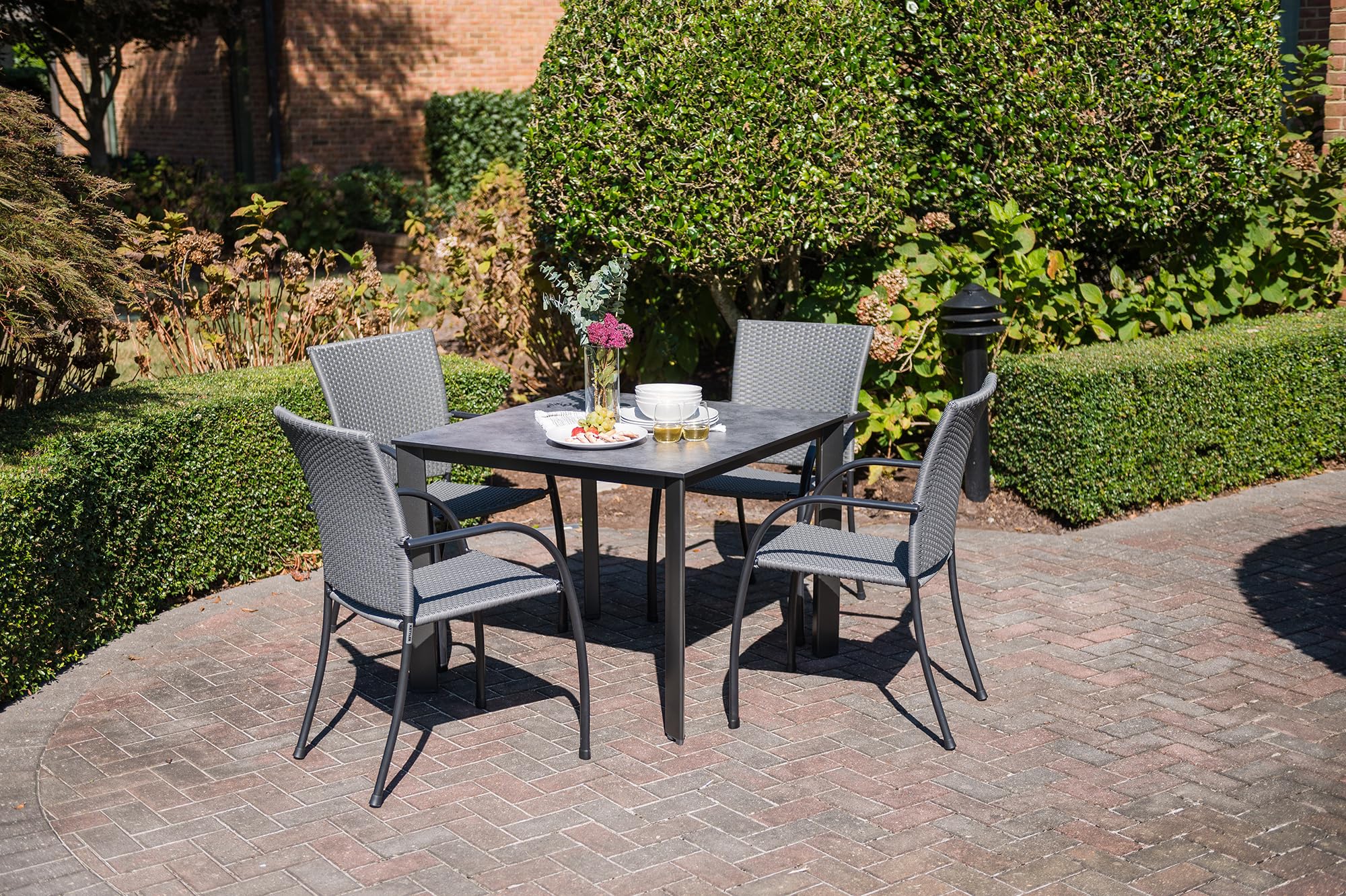 KETTLER Pilano Woven Stackable Arm Chairs - Set of 4 - Image 5