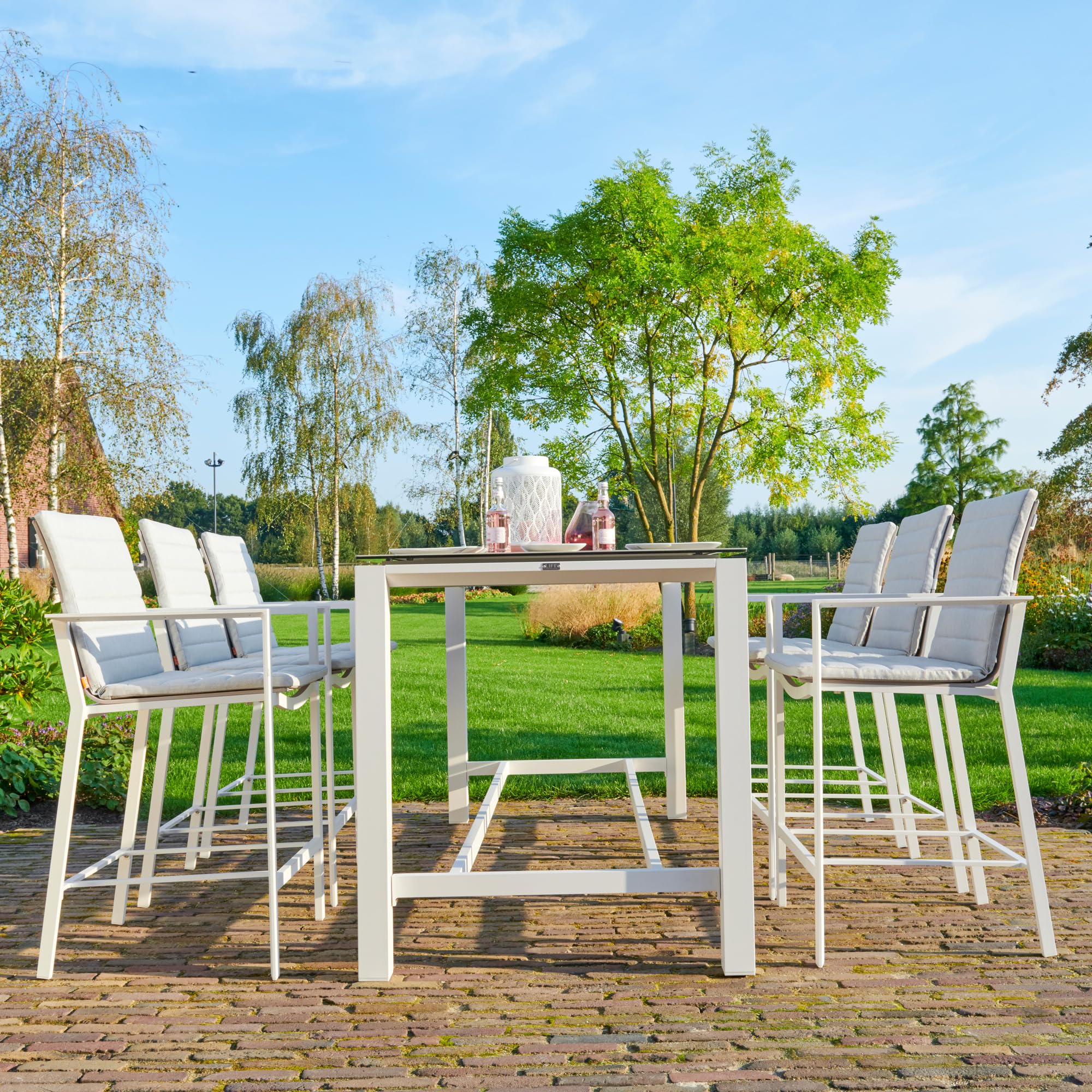 KETTLER Primavera 7-Piece Bar Set - White (with Cushions) - Image 6