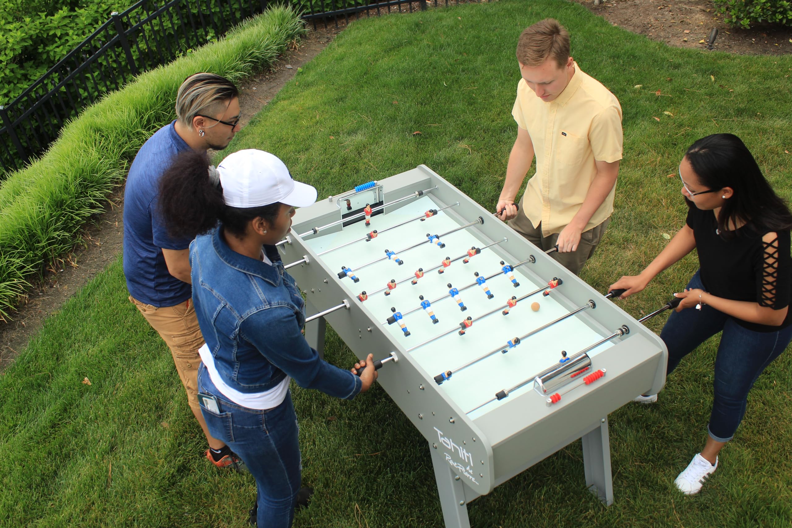 René Pierre Outdoor Foosball Table - Tahiti. Designed with Safety Telescoping Rods with Ergonomic Handles and 2 Single Goalies - Image 6