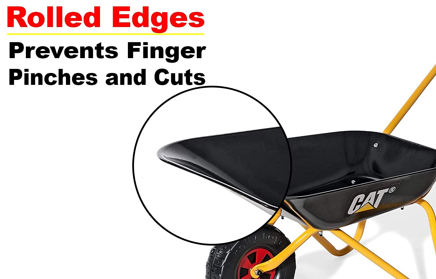 Rolly CAT Kids Wheelbarrow Ride On - Rust-Resistant Seamless Steel Tub with Rubber Hand Grips - Image 4