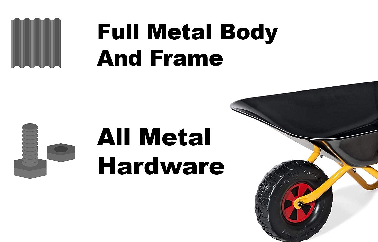 Rolly CAT Kids Wheelbarrow Ride On - Rust-Resistant Seamless Steel Tub with Rubber Hand Grips - Image 7