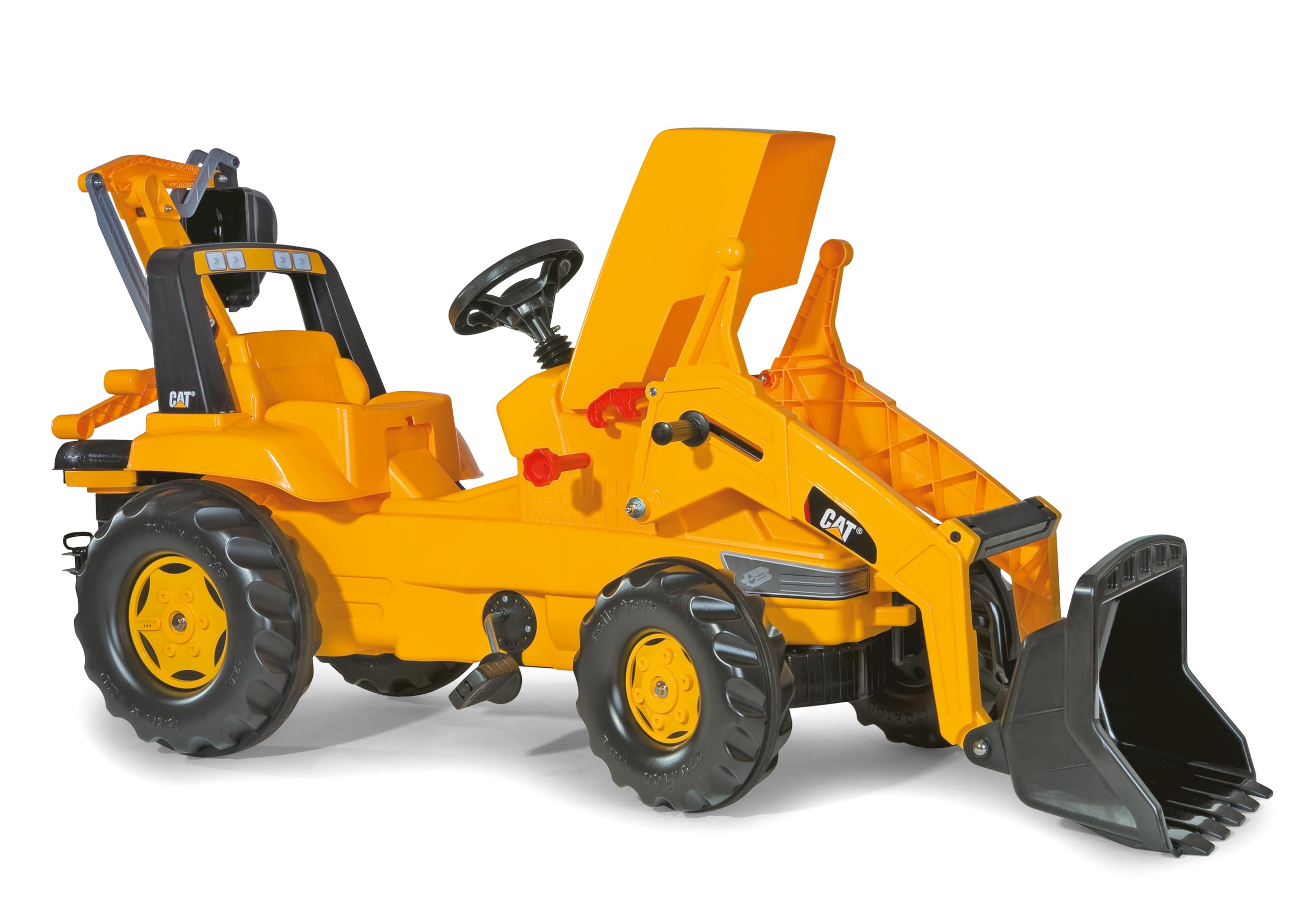 rolly toys CAT Construction Pedal Tractor: Backhoe Loader (Front Loader and Excavator/Digger), Youth Ages 3+ , Yellow - Image 3