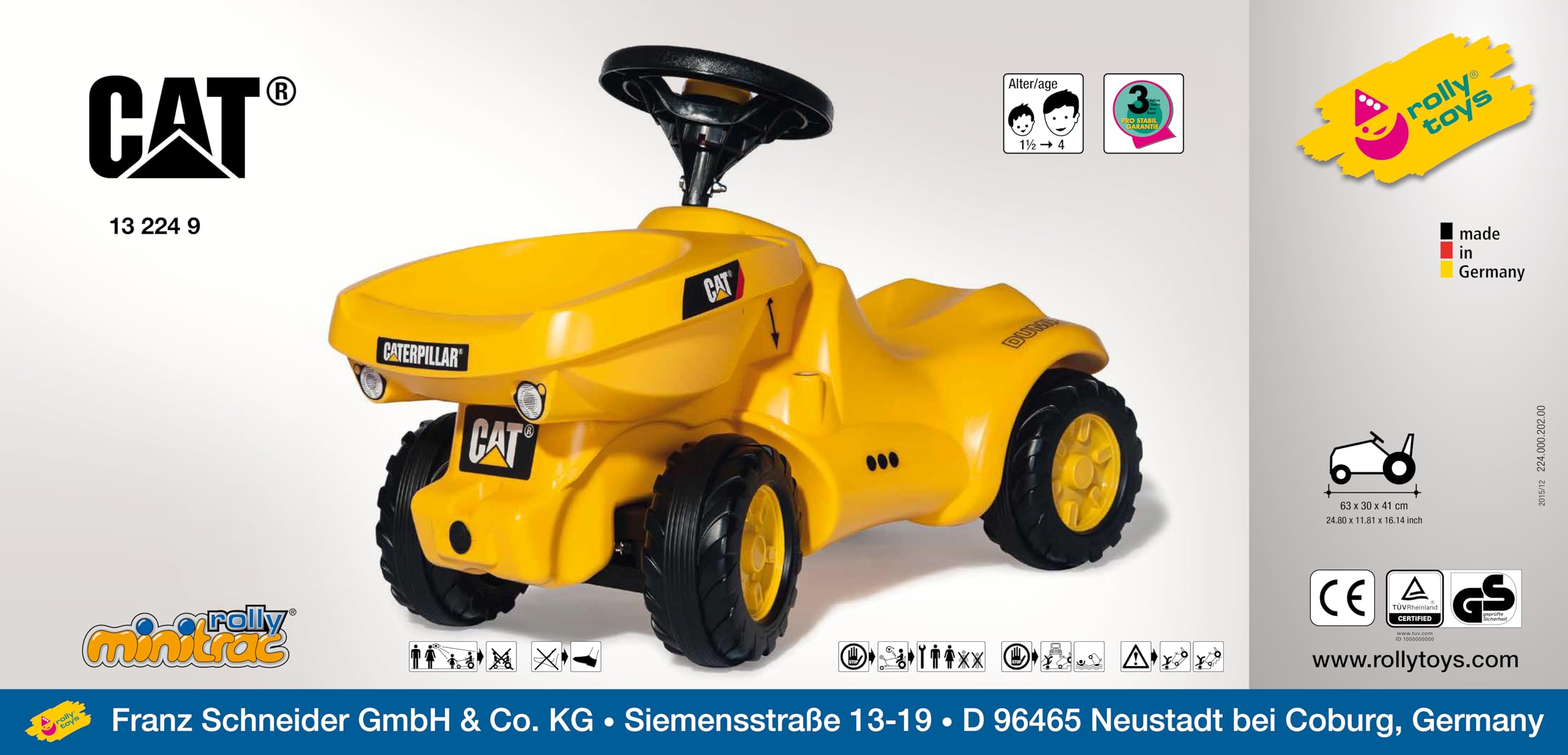 rolly toys CAT Construction Ride-On: Front-Tipping/Dumping Tractor, Youth Ages 1.5+ - Image 5