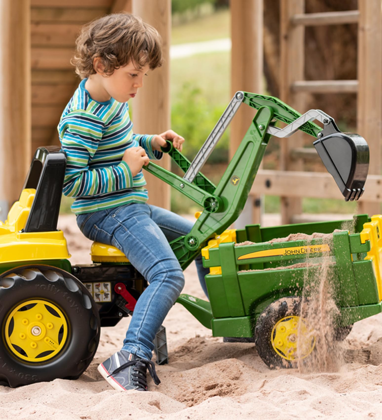 rolly toys John Deere Pedal Tractor with Working Loader and Backhoe Digger, Youth Ages 3+ - Image 3