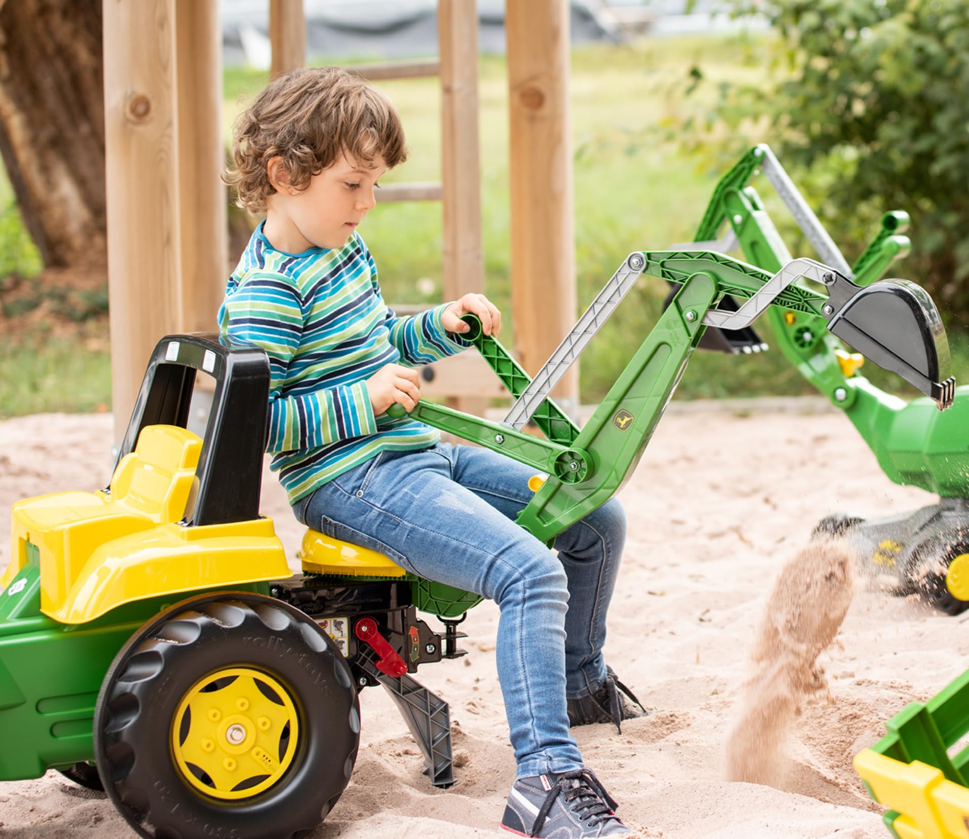 rolly toys John Deere Pedal Tractor with Working Loader and Backhoe Digger, Youth Ages 3+ - Image 4